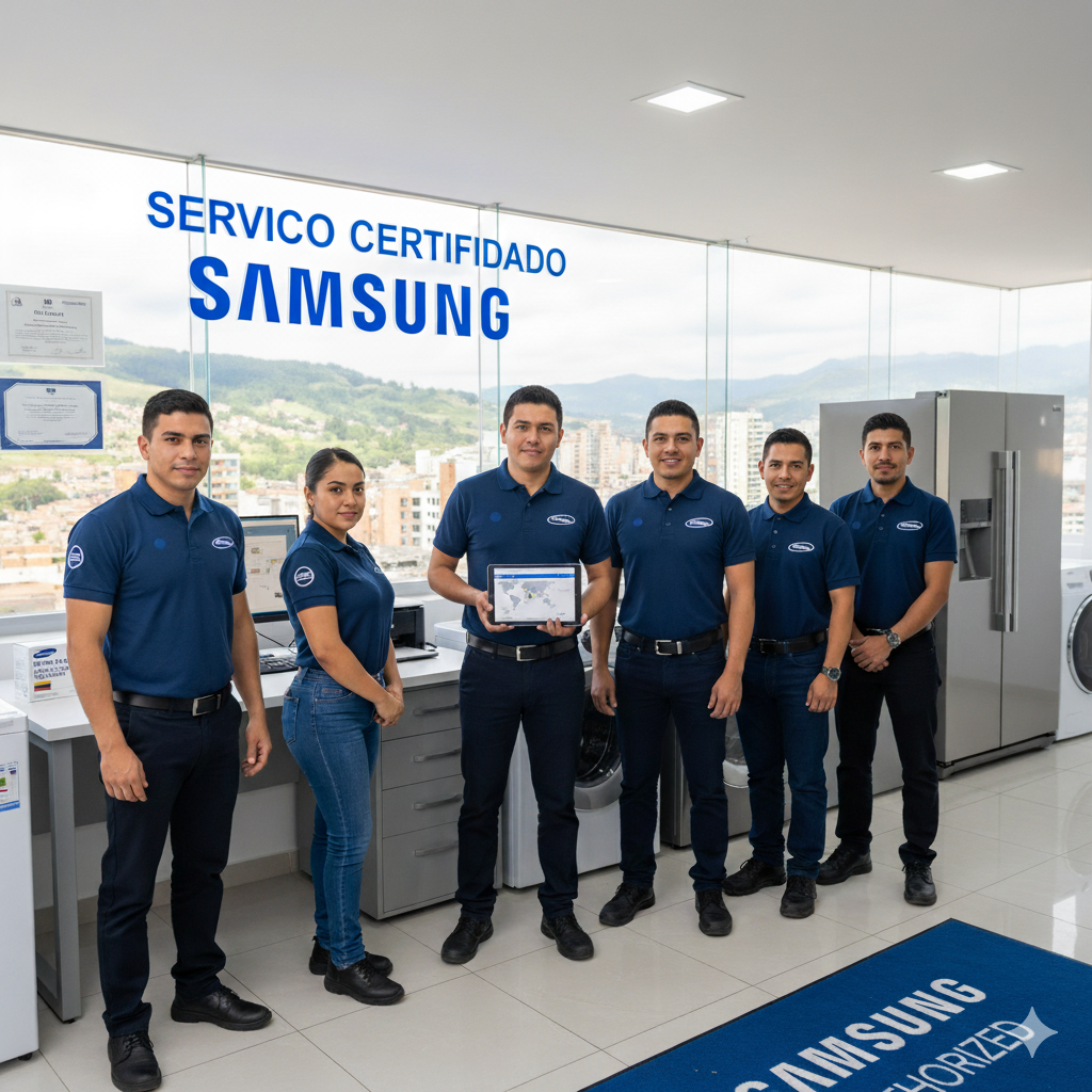 Técnico de servicio Samsung autorizado revisando electrodoméstico en Osorno a domicilio