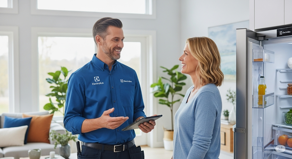Técnico de servicio Electrolux autorizado revisando electrodoméstico en Santiago a domicilio