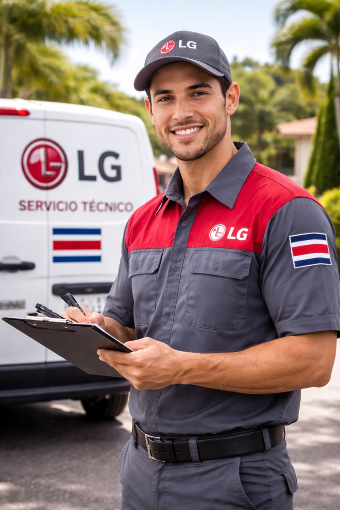 Técnico Certificado Oficial trabajando en el Taller Autorizado LG Costa Rica