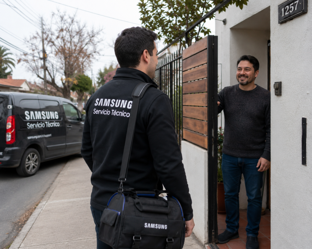 Ingeniero de Samsung realizando micro-soldadura electrónica en tarjetas inverter
