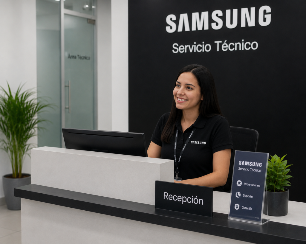 Técnicos oficiales Samsung de Cartagena aplicando recubrimientos marinos dieléctricos protectores sobre las tarjetas electrónicas Inverter de un equipo doméstico
