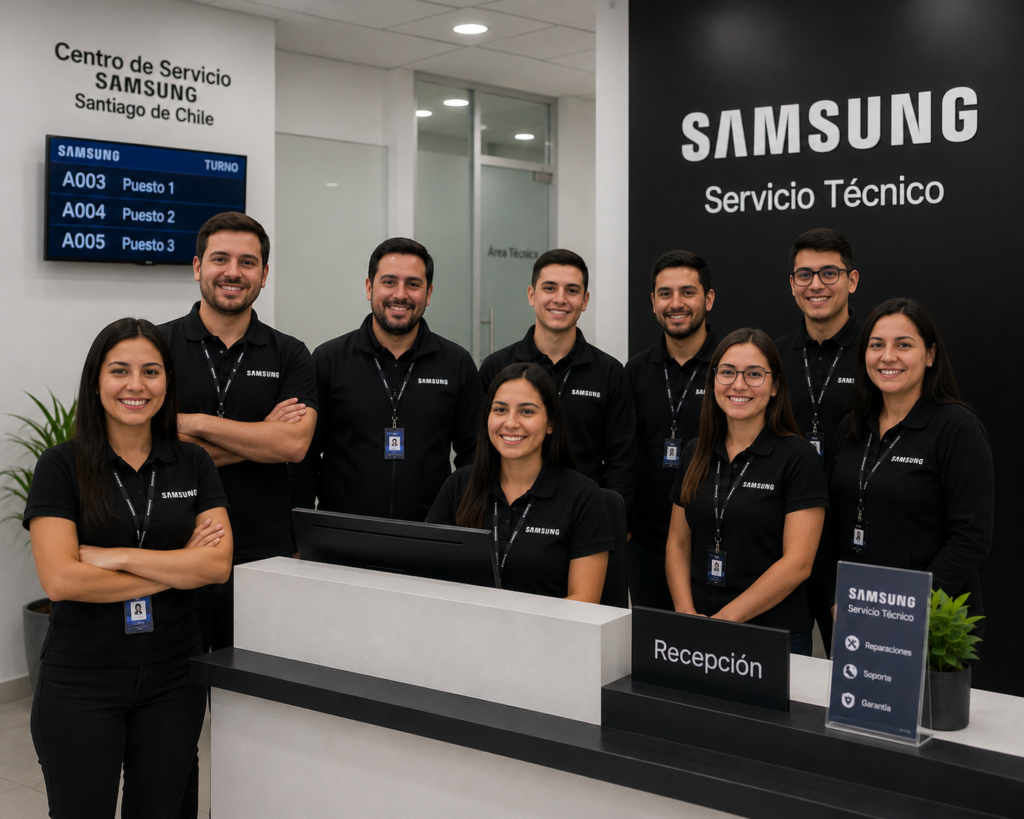 Secretaria oficial Samsung atendiendo solicitudes en Santiago