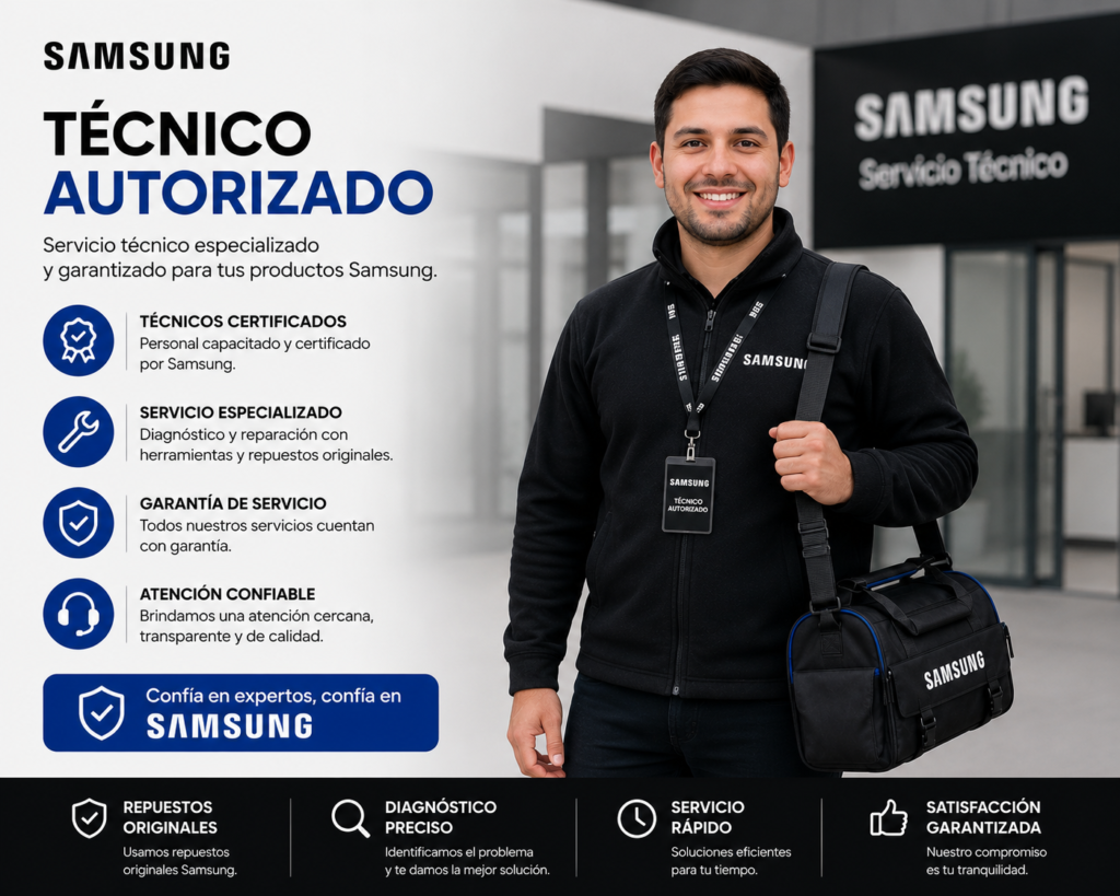 Técnico calificado de Samsung ejecutando protocolos de calibración y análisis de voltaje en refrigeración avanzada en Panamá