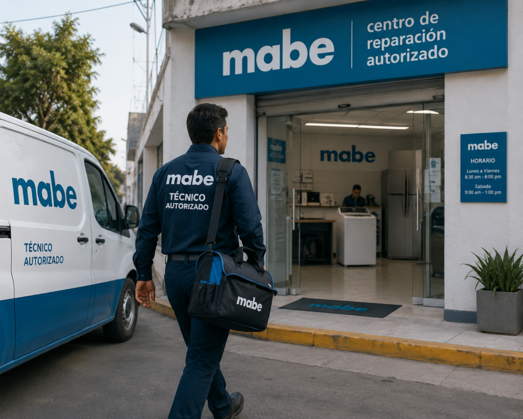 Técnico certificado llegando al centro de servicio Mabe en San José