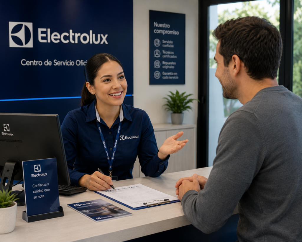 Secretaria ejecutiva en centro de atención al cliente Electrolux registrando excelentes calificaciones de reparación a domicilio en Panamá