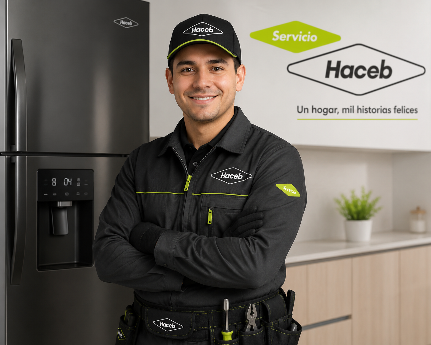 Técnico certificado Haceb realizando reparación experta de electrodomésticos en Bucaramanga